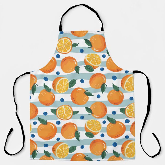 Oranges on striped background, summer pattern. apron (Front)