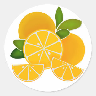 Oranges, orange slices, citrus fruit  classic round sticker