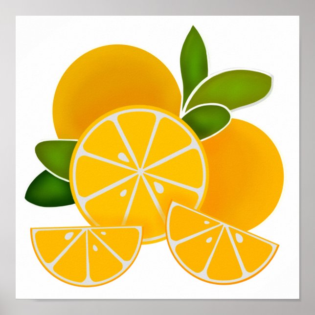 Oranges, orange slices, citrus fruit    poster (Front)