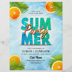 Oranges & Palm Leaves Summer Club Party Flyer