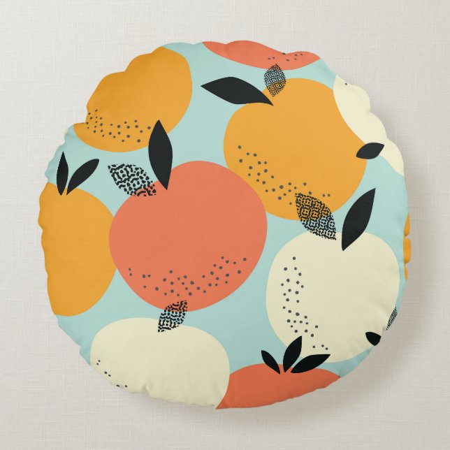 Oranges Pattern: Vibrant Seamless Design. Round Cushion (Front)