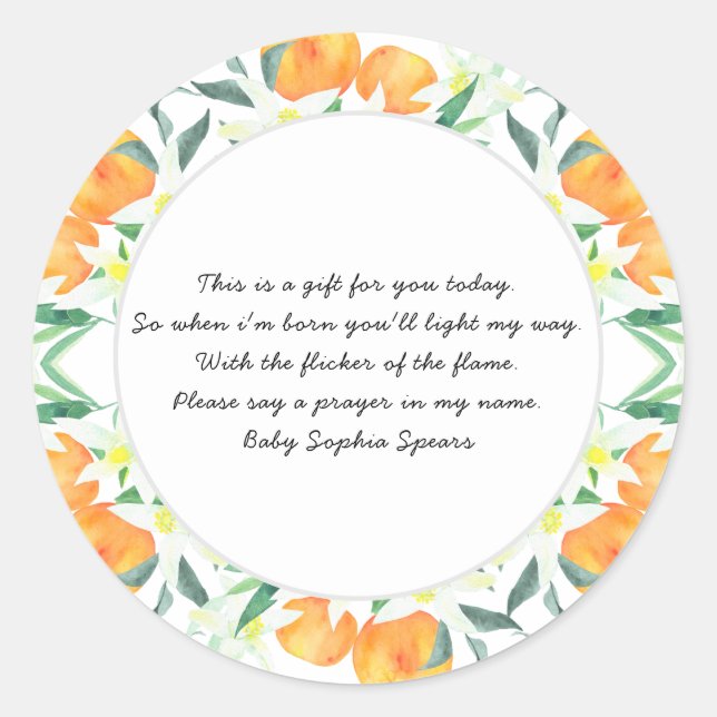 Oranges - Prayer Candle Label (Front)