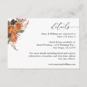 Oranges Rustic Holiday Details Enclosure Card