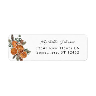 Oranges Rustic Holiday Return Address Label 2