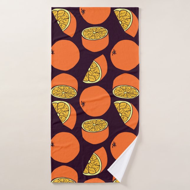 Oranges seamless pattern, vintage texture. bath towel (Bath Towel)