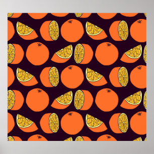 Oranges seamless pattern, vintage texture. poster