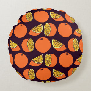 Oranges seamless pattern, vintage texture. round cushion
