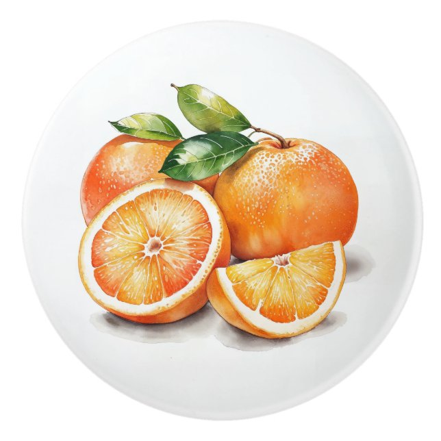 Oranges Sliced and Whole Ceramic Knob (Front)