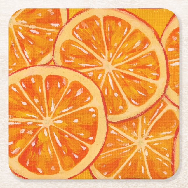 Oranges Square Paper Coaster (Front)