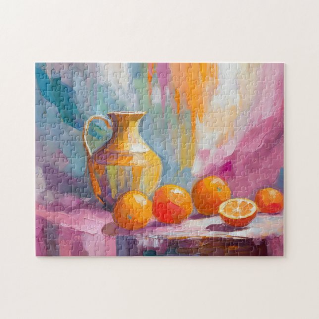 Oranges Still Life Modern Impressionist Art Jigsaw Puzzle (Horizontal)