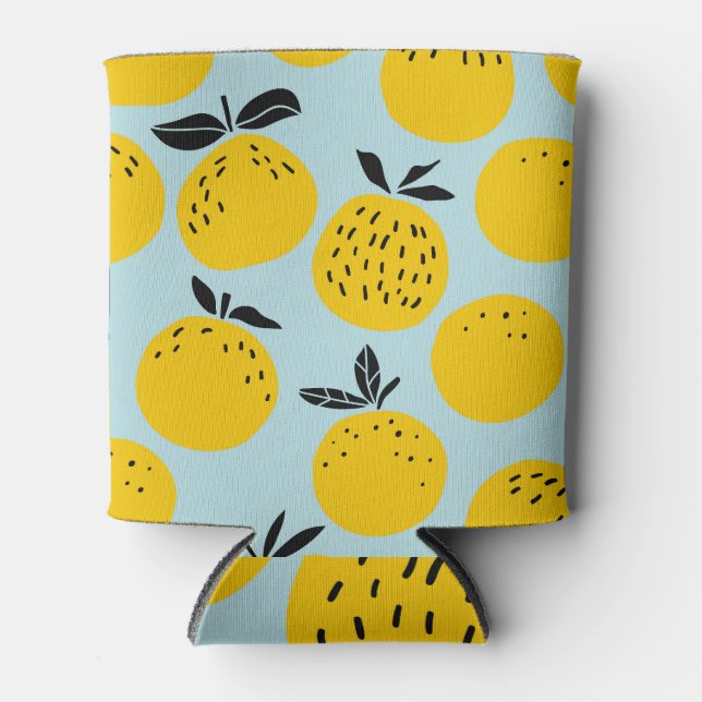 Oranges Summer: Fruitful Vintage Pattern Can Cooler (Front)