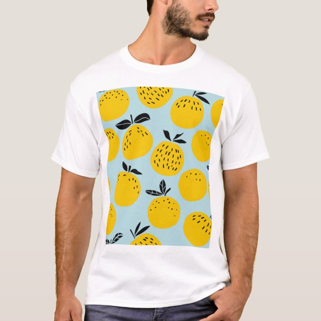 Oranges Summer: Fruitful Vintage Pattern T-Shirt (Front)
