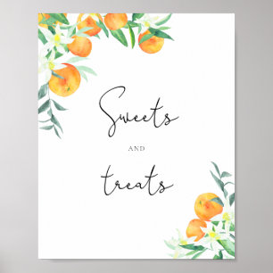 Oranges sweets and treats baby shower poster