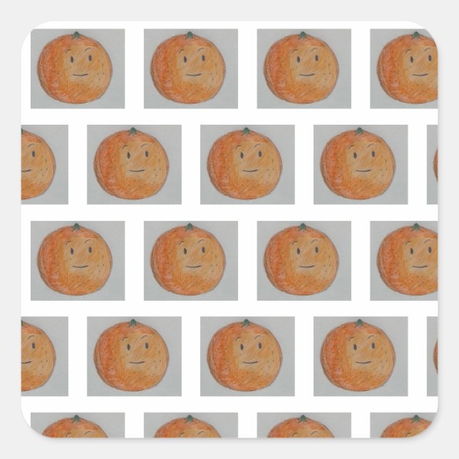 Oranges tangerines mandarins citrus fruits cute square sticker (Front)