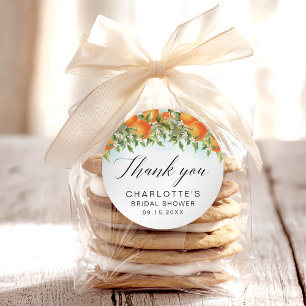 Oranges Thank You Bridal Shower Classic Round Sticker