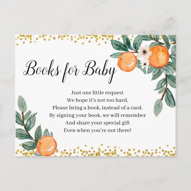 Oranges Twin Baby Shower Books for Baby Invitation Postcard (Front)