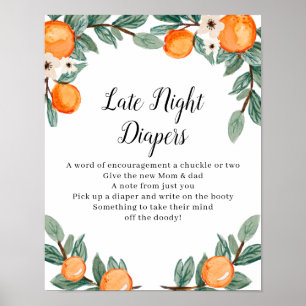 Oranges Twin Baby Shower Late Night Diaper Sign