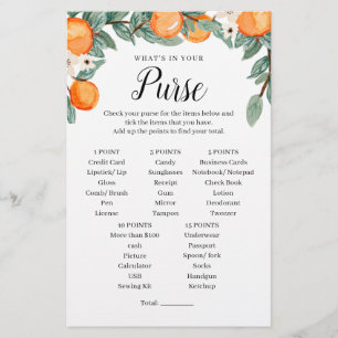 Oranges Twin Baby Shower Purse Game