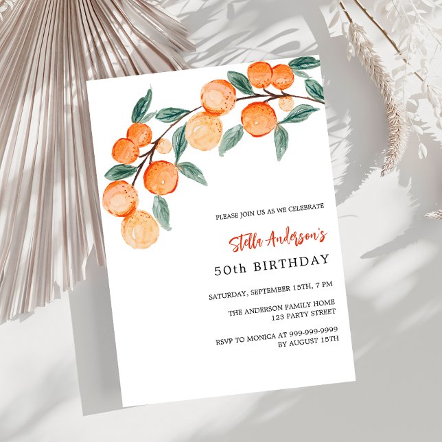 Oranges watercolored luxury birthday invitation (Creator Uploaded)