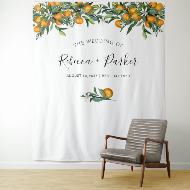 Oranges Wedding Backdrop Photo booth Tapestry (In Situ)