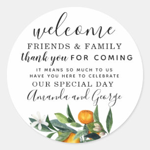 Oranges Wedding favour personalised thank you Classic Round Sticker