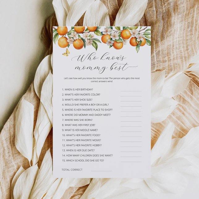 Oranges Who Knows Mummy Best Baby Shower Game  (Creator Uploaded)