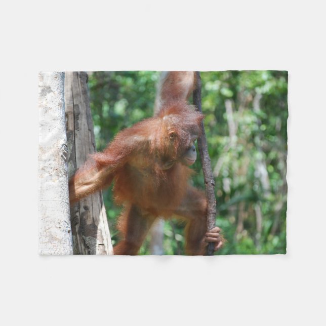 Orangutan Animal Lover Fleece Blanket (Front (Horizontal))