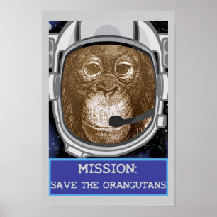 Orangutan Astronaut Mission Poster