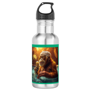 Orangutan At The Pool With Ice Cream Cone 532 Ml Water Bottle