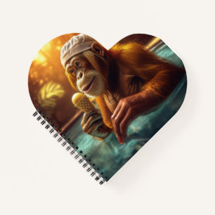Orangutan At The Pool With Ice Cream Cone Notebook