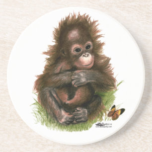 Orangutan Baby and Butterfly Coaster