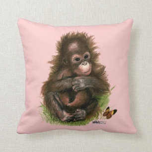 Orangutan Baby and Butterfly Cushion