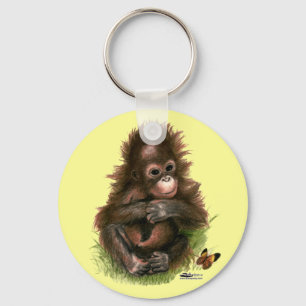 Orangutan Baby and Butterfly Key Ring