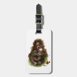 Orangutan Baby and Butterfly Luggage Tag