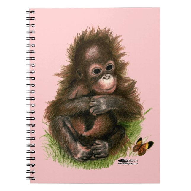 Orangutan Baby and Butterfly Notebook (Front)