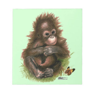 Orangutan Baby and Butterfly Notepad