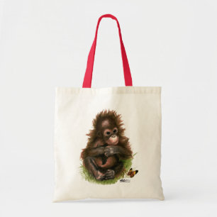 Orangutan Baby and Butterfly Tote Bag