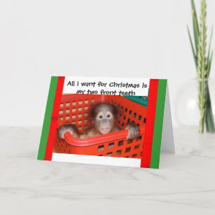 Orangutan Baby Christmas carol Holiday Card