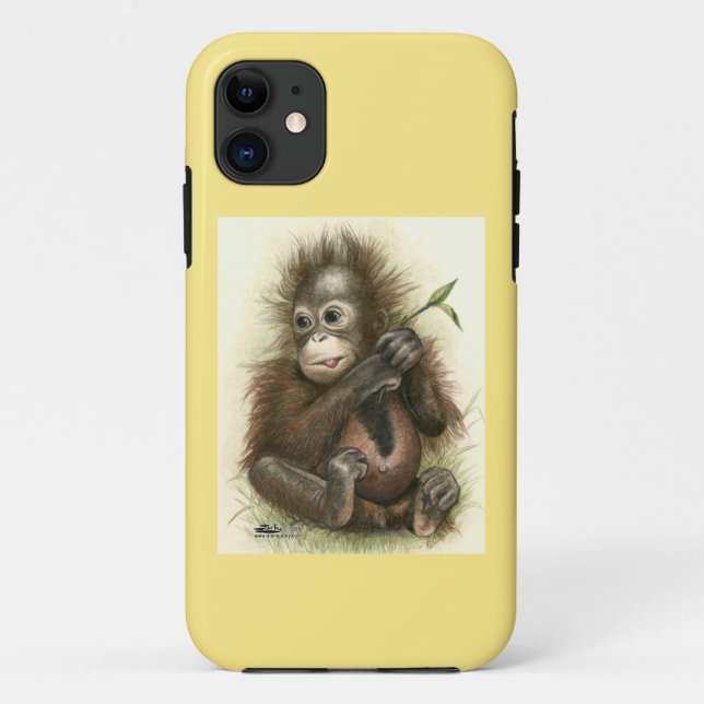 Orangutan Baby With Leaves Case-Mate iPhone Case (Back)