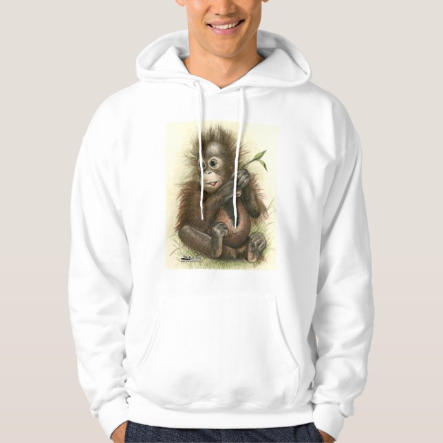 Orangutan Baby With Leaves Hoodie (Front)