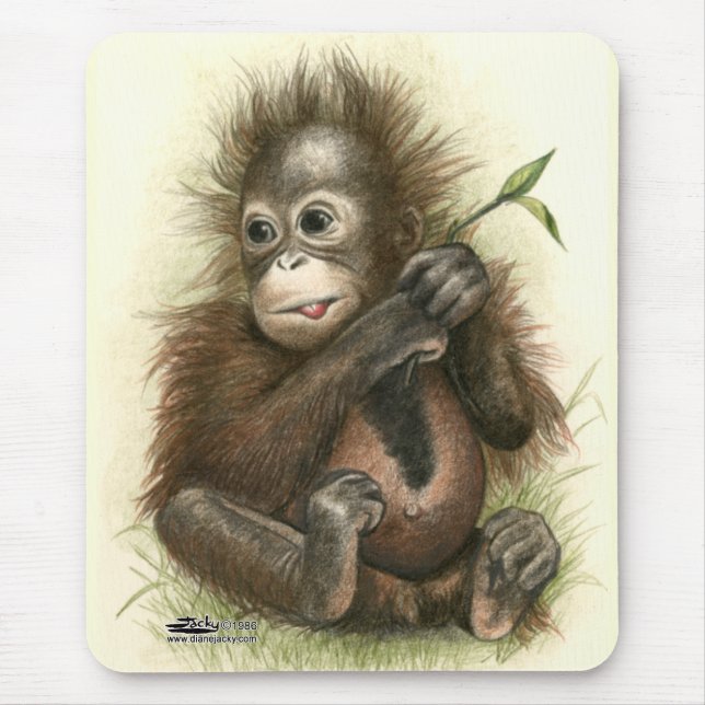 Orangutan Baby With Leaves Mouse Mat (Front)