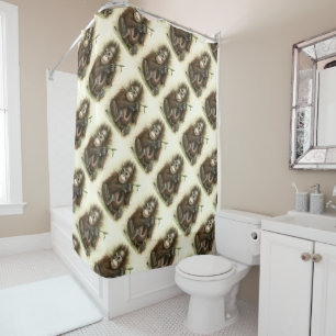 Orangutan Baby With Leaves Shower Curtain