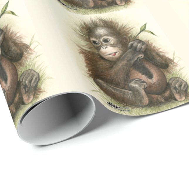 Orangutan Baby With Leaves Wrapping Paper (Roll Corner)