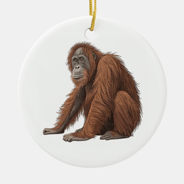 Orangutan Ceramic Tree Decoration (Front)