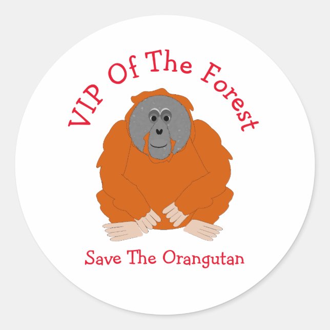 Orangutan Design Personalised Classic Round Sticker (Front)