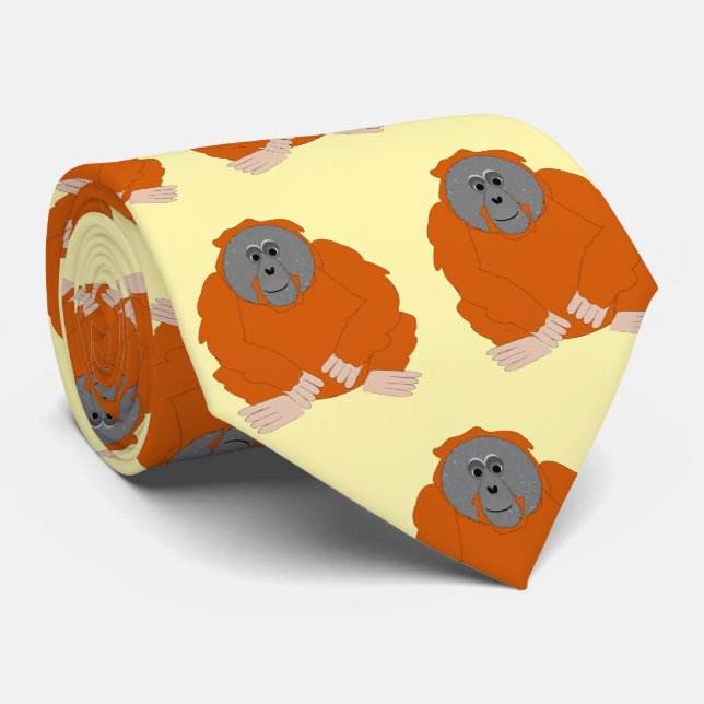 Orangutan Design Tie (Rolled)