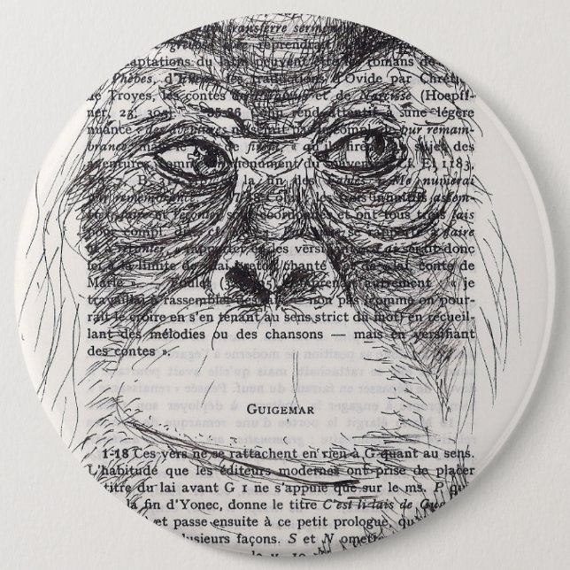Orangutan Drawing for Monkey Year 2016 Button (Front)
