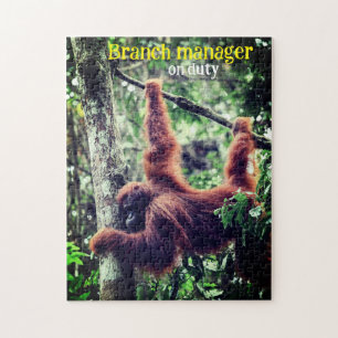 Orangutan hanging in tree jigsaw puzzle