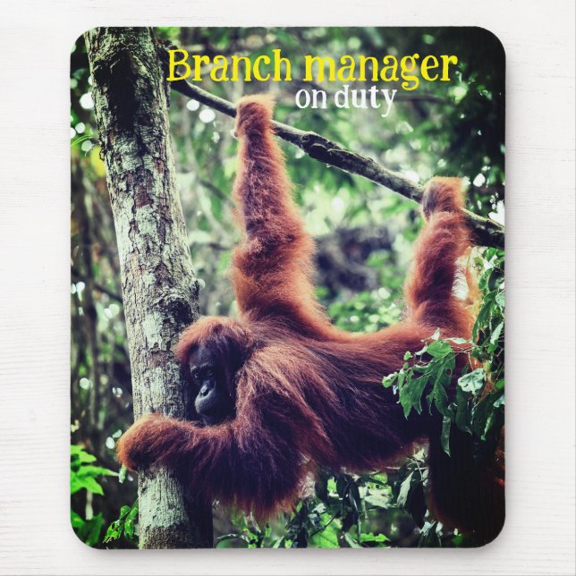 Orangutan hanging in tree mouse mat (Front)