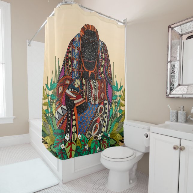 orangutan king cornsilk shower curtain (In Situ)